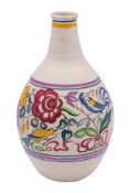 A Poole pottery vase: of oviform with tapering neck painted in the LE pattern by Josephine Sydenham