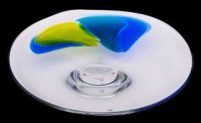 *Goran Warff for Kosta Boda a glass bowl: the clear body with linear glass bubble and arbitrary