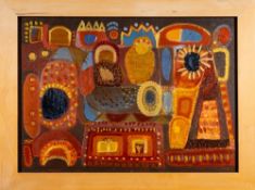 * Carmen Veliz [Contemporary]- Abstract,:- signed bottom right oil on board, 48 x 68cm.
