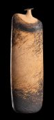 *Paula Downing [Contemporary] a 'monolithic' slab built stoneware vase: of flattened slender form
