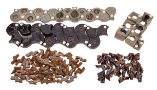 Five stoneware tesserae or puzzles: of varying shapes under celadon or tenmoku glazes.