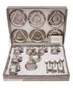 Morinox (Italy) A mid 20th century stainless steel and porcelain coffee service: comprising six