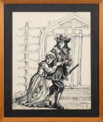 * Robert O Lenkiewicz [1941-2002]- Gentleman with Child, 17th Century Costume Piece,