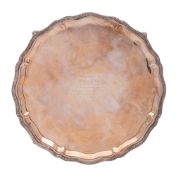 An Elizabeth II silver salver, maker J B Chatterley & Sons Ltd, Birmingham, 1976: inscribed,