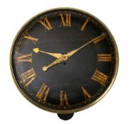A large wooden dialled Georgian wall clock: the eight-day duration timepiece fusee movement having