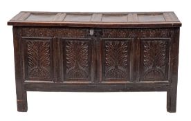 A Charles II oak coffer, circa 1670,