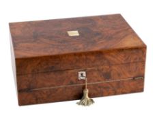 A Victorian walnut writing box: of rectangular outline,