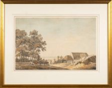 Attributed to Thomas Fisher [late 18th Century]- Thatched farmstead,