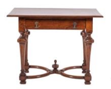 A William and Mary walnut side table, late 17th century and later elements,