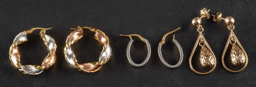 Three pairs of earrings,