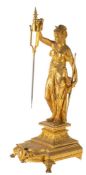 A French Victorian statue to take a mystery clock: in the form of a classical lady standing on a