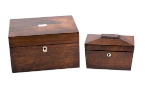 A 19th century rosewood vanity box: of rectangular outline,