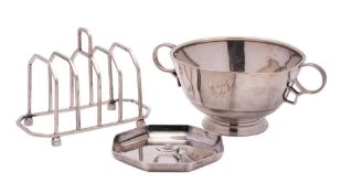 A George VI silver porringer, maker Charles S Green & Co Ltd, Birmingham, 1937: inscribed,