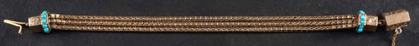 A three-row serpentine link bracelet,
