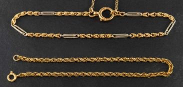 Two bracelets,: including a ropetwist bracelet, stamped '10K', length ca. 18.5cm, weight ca. 1.