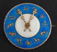 Hans Myhre, Norway, silver, blue and white enamel Zodiac brooch,: length ca 4.5cm, total weight ca.