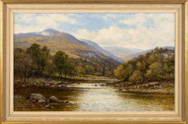 Alfred Augustus Glendening [1840-1910]- Salmon fisherman at an upland river,