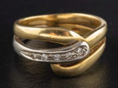 A bi-colour 18ct gold, single-cut diamond ring,: total estimated diamond weight ca. 0.