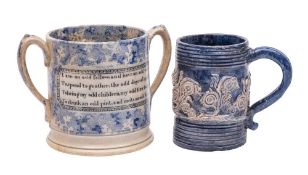 A 19th century Staffordshire 'Order of Odd Fellows' commemorative frog and serpent loving-cup and a