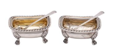 A pair of George III silver salts, maker Joseph Angell I, London, 1815: crested,