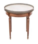 A stained hardwood and marble mounted circular occasional table, in Louis XVI taste, 20th century,