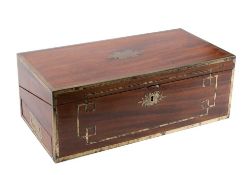 A 19th Century mahogany and brass bound writing slope and reading stand: of rectangular outline,