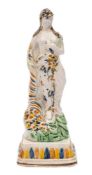 A Pratt ware figure of Flora or the season of Spring: wearing classical drapery and holding a bunch