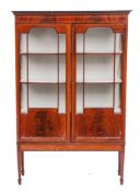 An Edwardian mahogany and line inlaid display cabinet, early 20th century,