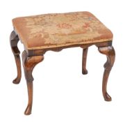 A George II walnut stool, mid 18th century,