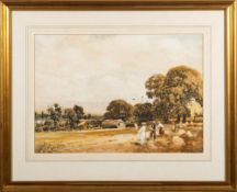 John Robertson Reid, [1851-1926]- Haymaking,:- signed and dated 1921 watercolour and pencil drawing,