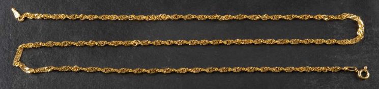 A herringbone link necklace,: stamped '750', length ca. 59cm, total weight ca. 8.5gms.