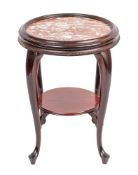 A Continental mahogany and marble gueridon table, 20th century,
