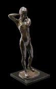 *Enzo Plazzotta (1921-1981) 'Young Swedish Girl' : Bronze study of a nude female,