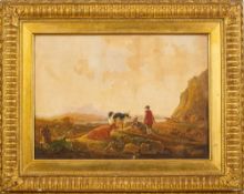 After Albert Cuyp 18/19th Century- Herdsmen with Cattle,:- watercolour, 26 x 37cm.