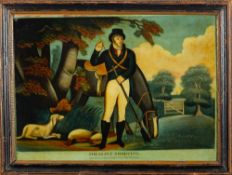 A pair of George III reverse painted mezzotints: 'Pheasant shooting' and 'Partridge shooting' each