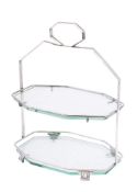 A George V silver two-tier cake stand, maker Frank Cobb & Co Ltd, Sheffield,