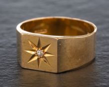 An 18ct gold, single-cut diamond ring,: estimated diamond weight ca. 0.