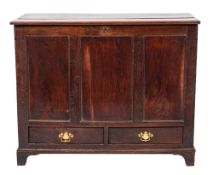 A late George II or George III oak mule chest, mid 18th century,