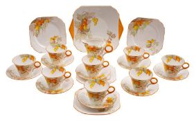 A Shelley porcelain Regent shape part tea service: in the Cape Gooseberry pattern,