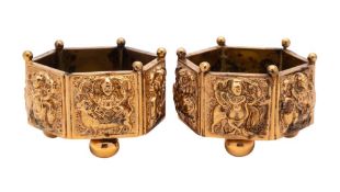 A pair of Victorian silver gilt salts, maker Cornelius Saunders & James Shepherd, Birmingham,