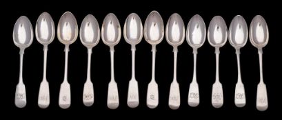 A mixed collection of twelve provincial silver teaspoons,