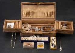 A collection of mainly silver jewellery,: including two cultured pearl necklaces,