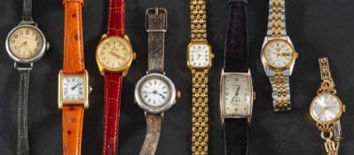 A selection of eight lady's wristwatches: including two Seiko, Junghans, Caravelle, Tavannes,