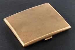 A 9ct gold card case with engine-turned decoration,: with sponsor's mark B&S,