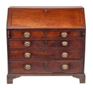 A George III mahogany bureau, last quarter 18th century,