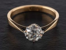An old-cut diamond, single-stone ring,: estimated diamond weight ca. 1.