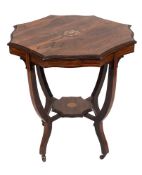 An Edwardian rosewood and marquetry inlaid octagonal occasional table, early 20th century,