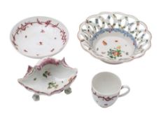 A Bristol polychrome small basket,