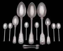 A pair of George III silver fiddle, Thread and Shell pattern tablespoons,