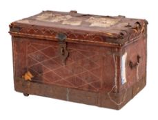 An Anglo Indian leather covered wood yakhdan trunk, second half 19th century,